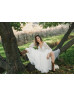 Long Sleeves Ivory Lace Tulle V Back Awesome Wedding Dress